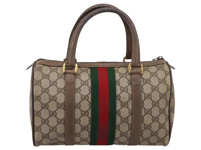 GUCCI GG Supreme Web Sherry Line Hand Bag PVC Beige Gold 39 02 006 - vista 2