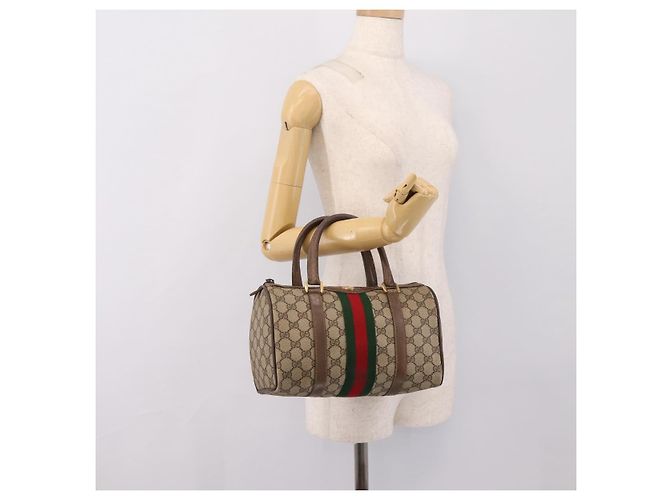 GUCCI GG Supreme Web Sherry Line Hand Bag PVC Beige Gold 39 02 006 - vista 22