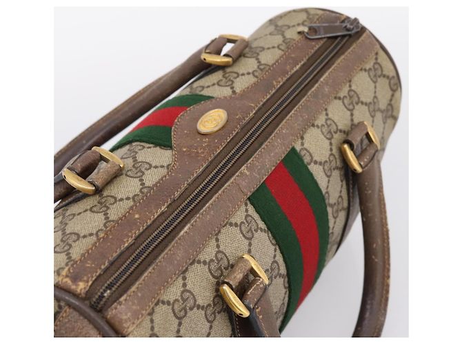 GUCCI GG Supreme Web Sherry Line Hand Bag PVC Beige Gold 39 02 006 - vista 6