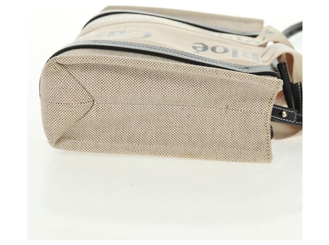 Chloé Chloe Woody Convertible Canvas with Leather Mini Bege - vista 3