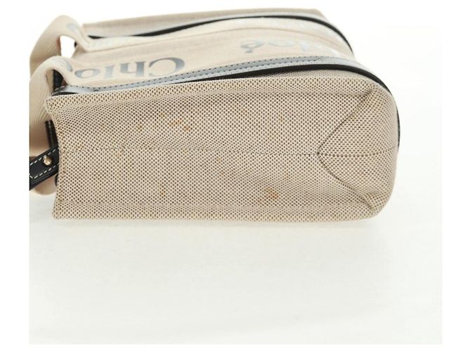 Chloé Chloe Woody Convertible Canvas with Leather Mini Bege - vista 4