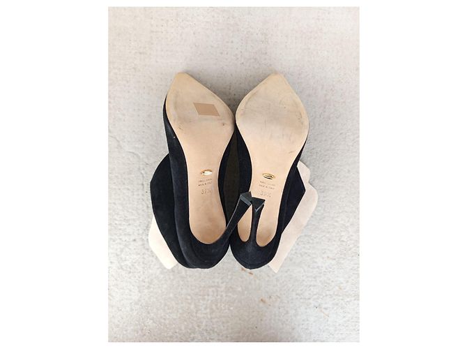Stivaletti Sergio Rossi in camoscio nero e pelle beige - vista 10