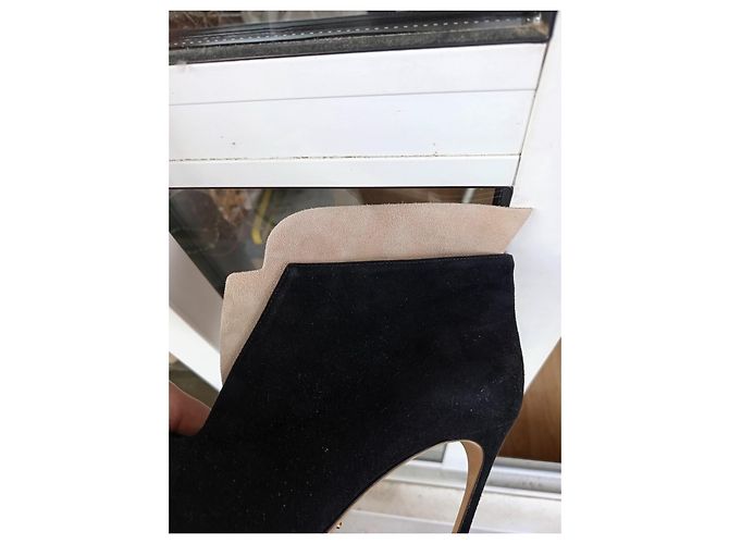Stivaletti Sergio Rossi in camoscio nero e pelle beige - vista 13
