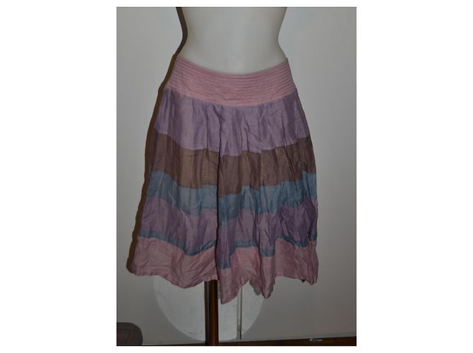 Falda a rayas de algodón Weekend Max Mara Castaño Rosa Gris Púrpura - vista 2