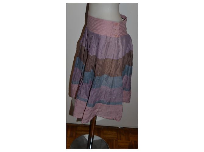 Falda a rayas de algodón Weekend Max Mara Castaño Rosa Gris Púrpura - vista 3