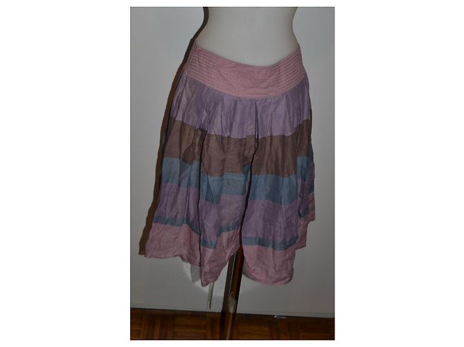 Falda a rayas de algodón Weekend Max Mara Castaño Rosa Gris Púrpura - vista 4