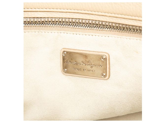 Borsa Tote Salvatore Ferragamo Gancini Beige - vista 5