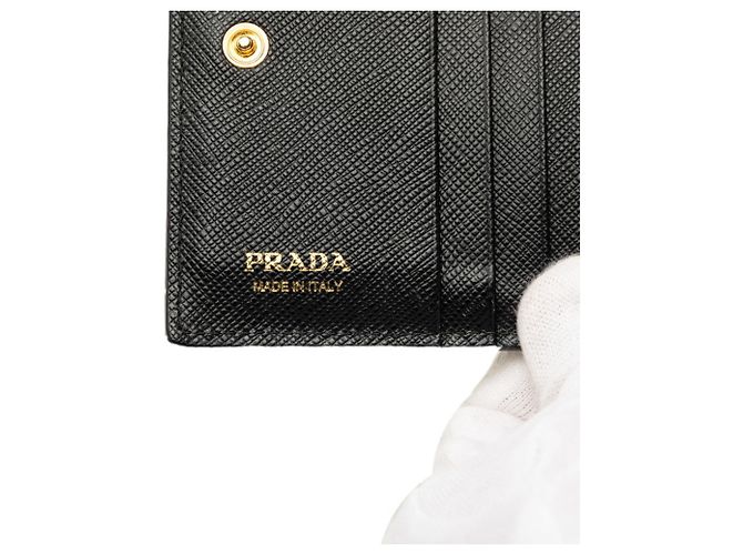 Saffiano Carteira Bi-fold Prada Logo Preto - vista 6