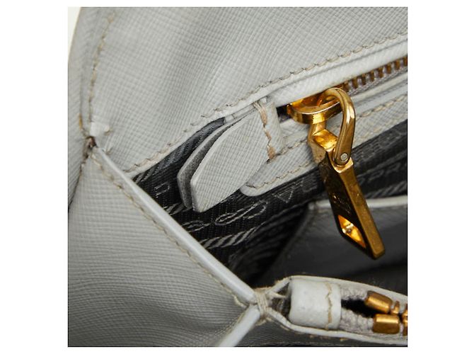 Prada Triangle Logo Plate Handbag BN2567 Brown Blue - view 10