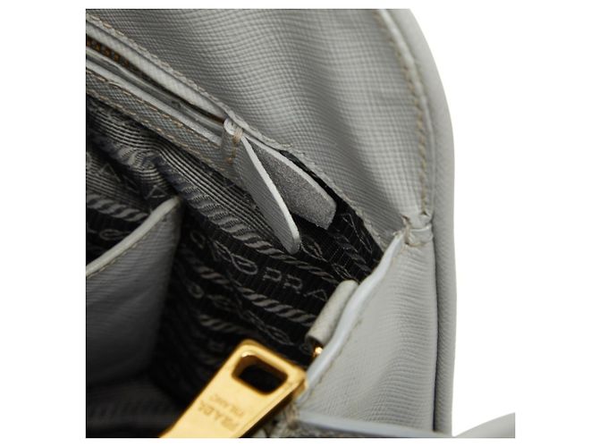 Prada Triangle Logo Plate Handbag BN2567 Brown Blue - view 11