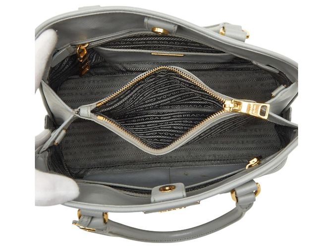 Prada Triangle Logo Plate Handbag BN2567 Brown Blue - view 13