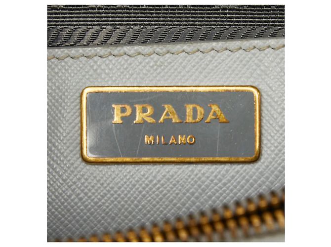 Prada Triangle Logo Plate Handbag BN2567 Brown Blue - view 14