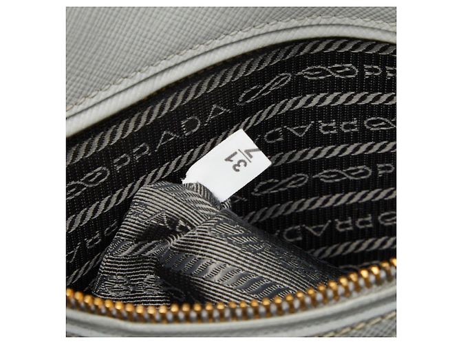 Prada Triangle Logo Plate Handbag BN2567 Brown Blue - view 15
