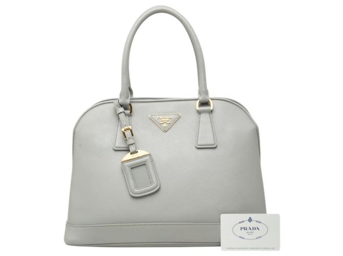 Prada Triangle Logo Plate Handbag BN2567 Brown Blue - view 17