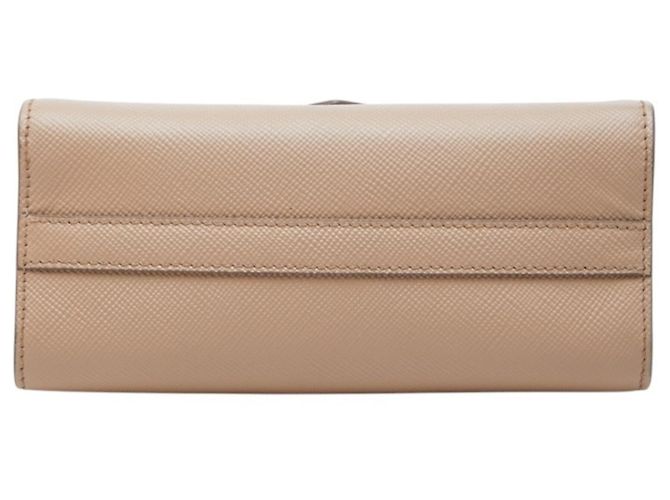 Saffiano Bolsa de Ombro Prada Logo Chain Bege - vista 3
