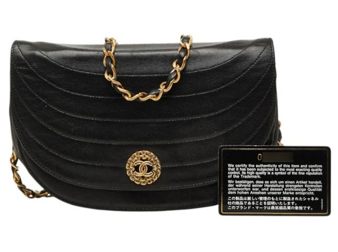 Bolso de hombro con cadena Chanel Coco Mark Half Moon Negro - vista 14