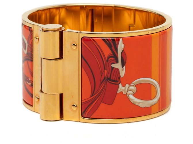 Hermès Bracelet jonc en émail or et orange Hermes Doré - vue 2
