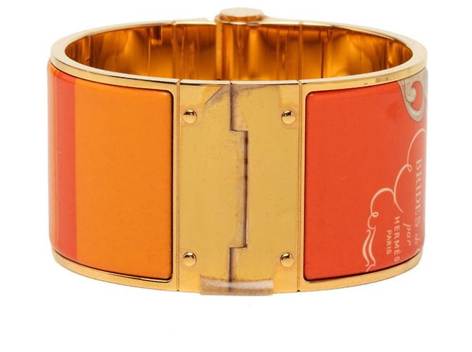 Hermès Bracelet jonc en émail or et orange Hermes Doré - vue 3