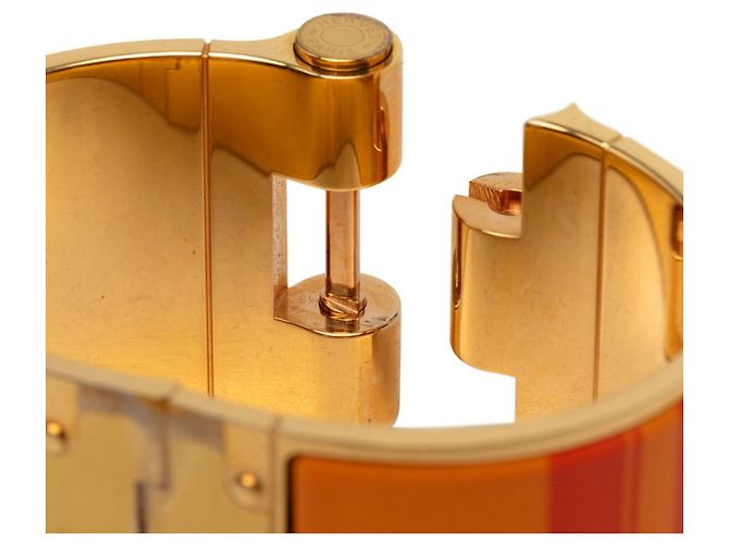 Hermès Bracelet jonc en émail or et orange Hermes Doré - vue 5