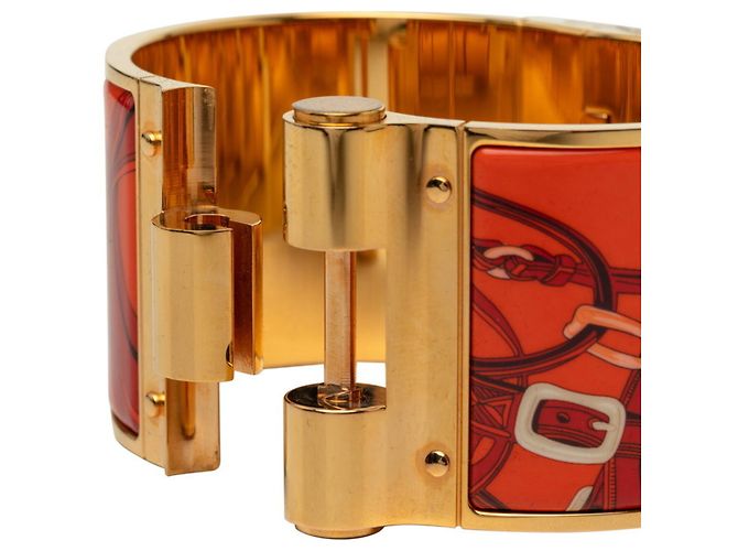 Hermès Bracelet jonc en émail or et orange Hermes Doré - vue 6