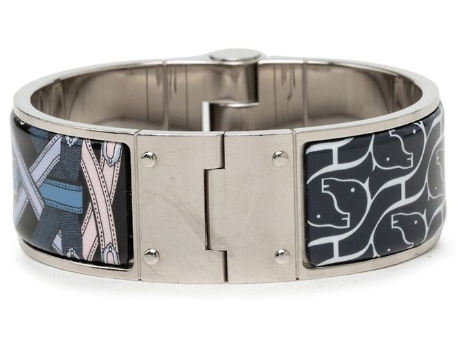 Hermès Bracelete Rígido Charnière Hermes Prata Multicor - vista 3
