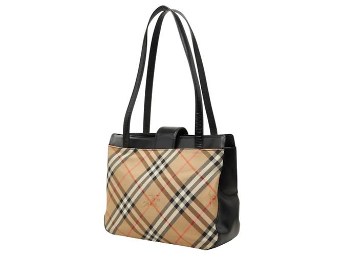 Bolso Tote Burberry Nova Check Shadow Horse Negro Beige - vista 2