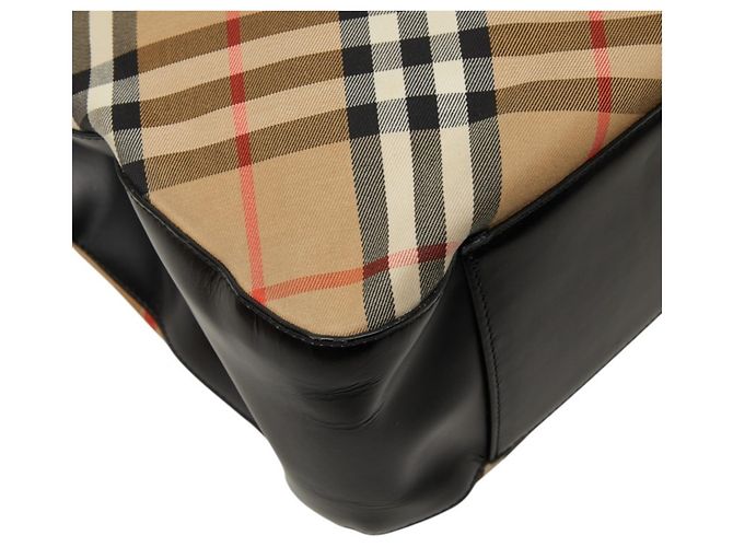 Bolso Tote Burberry Nova Check Shadow Horse Negro Beige - vista 5