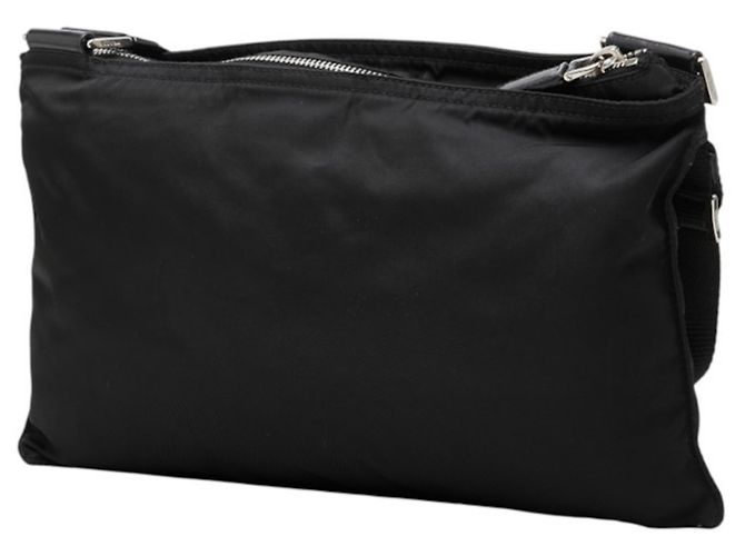 Prada Triangle Logo Plate Shoulder Bag Black - view 2