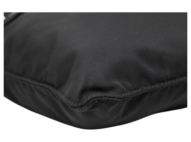 Prada Triangle Logo Plate Shoulder Bag Black - view 5