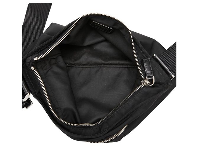 Prada Triangle Logo Plate Shoulder Bag Black - view 8
