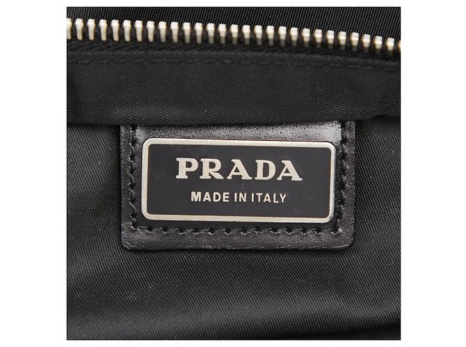 Prada Triangle Logo Plate Shoulder Bag Black - view 9