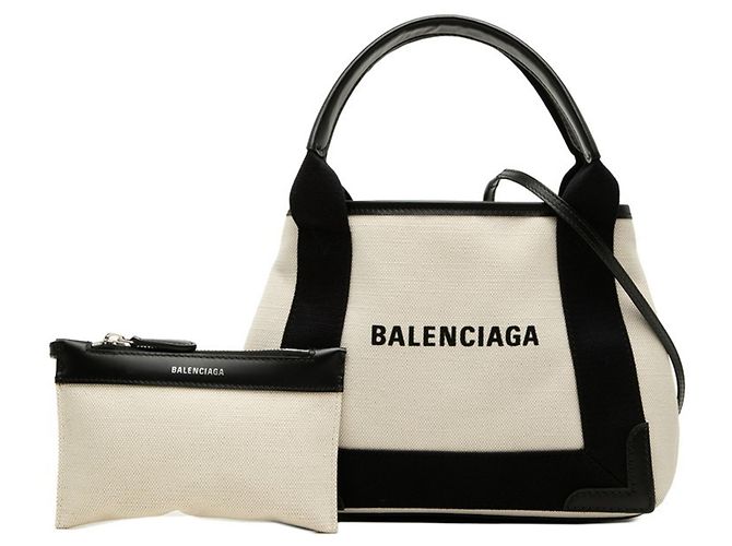 Borsa Balenciaga Cabas XS Navy Nero Bianco - vista 7
