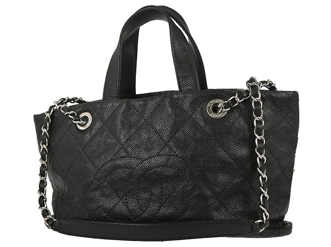 Chanel Timeless CC Charm Quilted Caviar Large Preto - vista 2