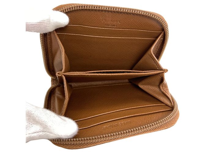 Portamonete Prada in pelle Saffiano Marrone - vista 4