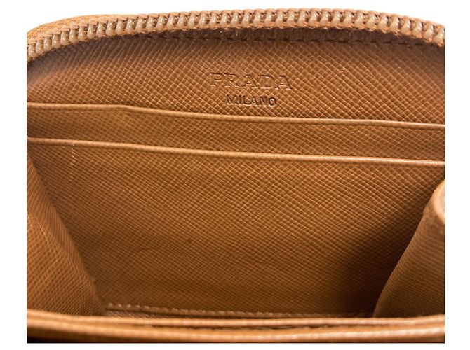 Portamonete Prada in pelle Saffiano Marrone - vista 5