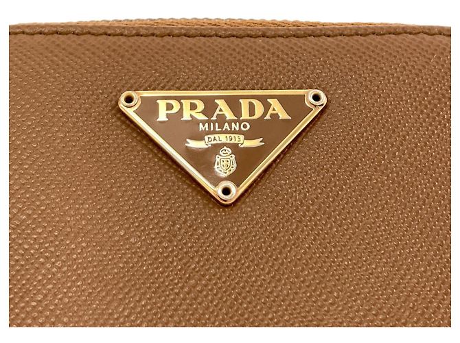 Portamonete Prada in pelle Saffiano Marrone - vista 7