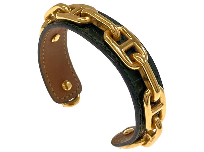 Hermès Pulsera Hermes Chaine d'Ancre Legato Dorado Verde - vista 2
