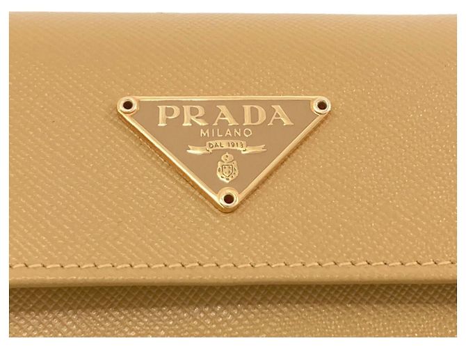 Cartera Prada de piel beige con tres pliegues - vista 9