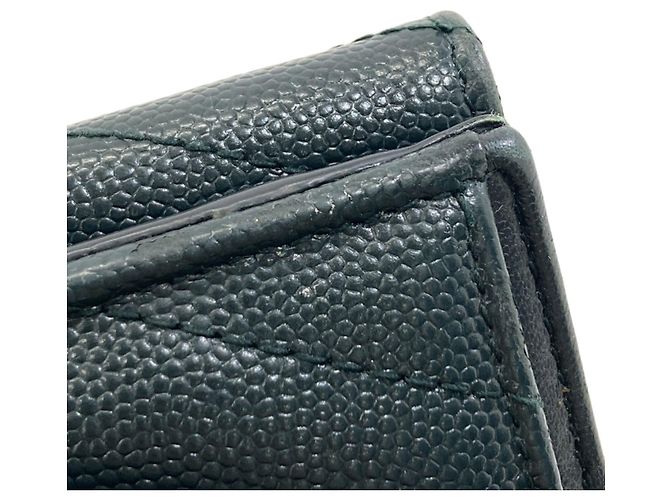 Autre Marque Cartera de piel Saint Laurent Cassandra tri-fold Verde - vista 12