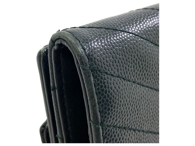 Autre Marque Cartera de piel Saint Laurent Cassandra tri-fold Verde - vista 14