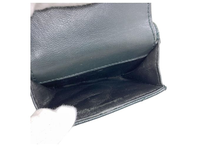 Autre Marque Cartera de piel Saint Laurent Cassandra tri-fold Verde - vista 6