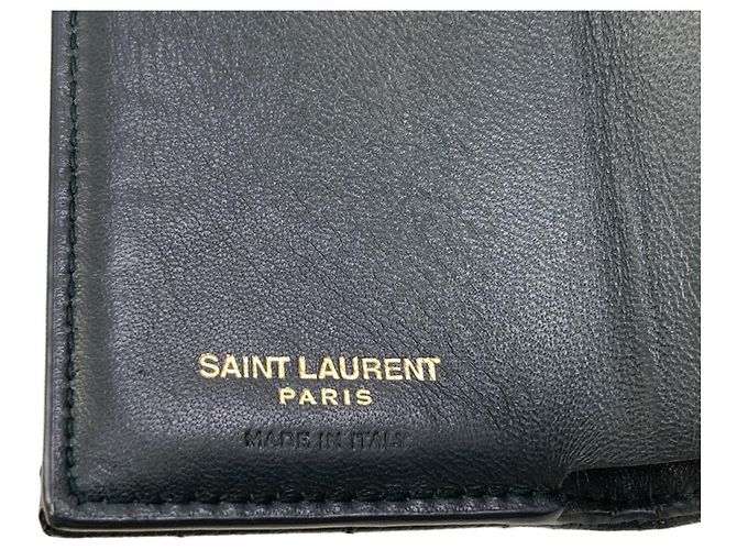 Autre Marque Cartera de piel Saint Laurent Cassandra tri-fold Verde - vista 7