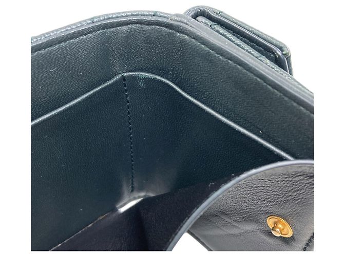 Autre Marque Cartera de piel Saint Laurent Cassandra tri-fold Verde - vista 9