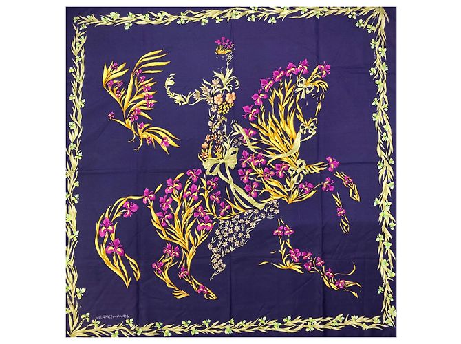 Hermès Pañuelo de seda Hermes Carre 90 Azul marino - vista 3