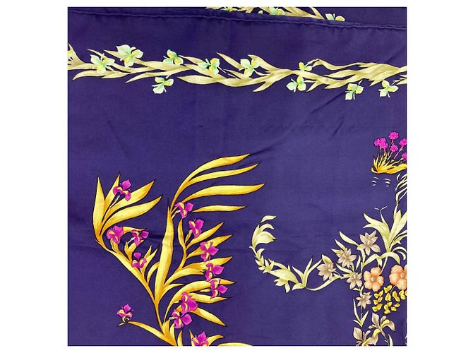 Hermès Pañuelo de seda Hermes Carre 90 Azul marino - vista 8