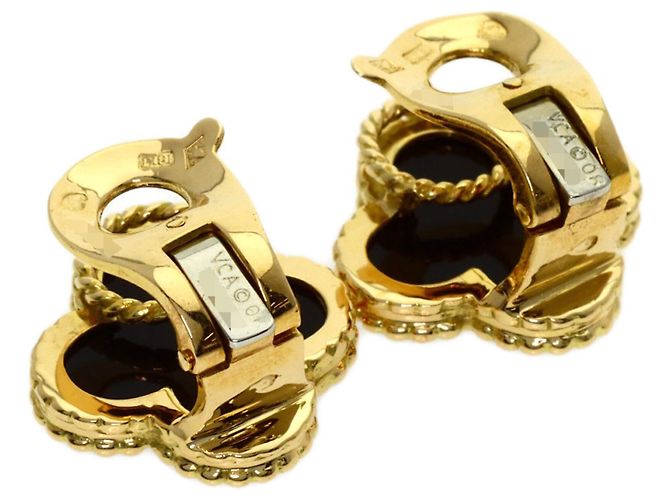 Van Cleef & Arpels Vintage Alhambra Onyx Ohrringe - Ansicht 2