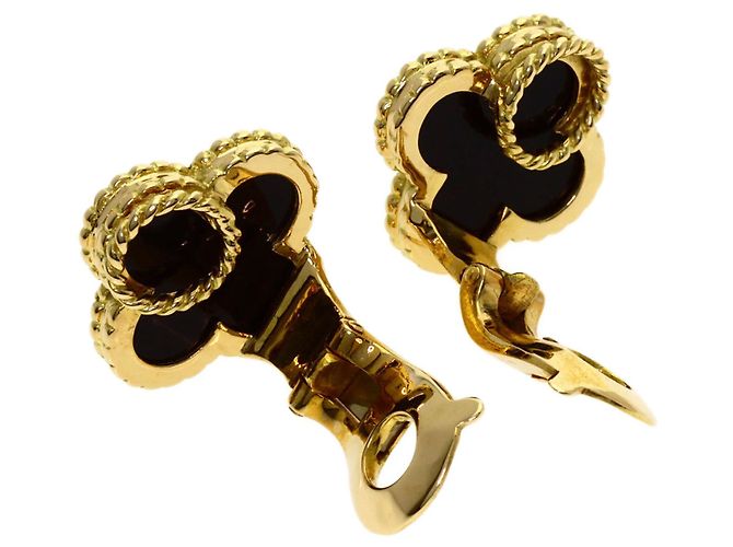 Van Cleef & Arpels Vintage Alhambra Onyx Ohrringe - Ansicht 3
