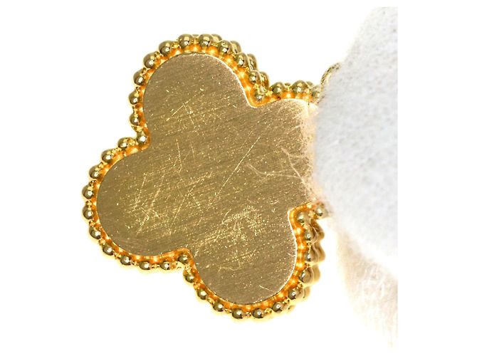 Collana Van Cleef & Arpels Vintage Alhambra in madreperla gialla e diamanti - vista 5
