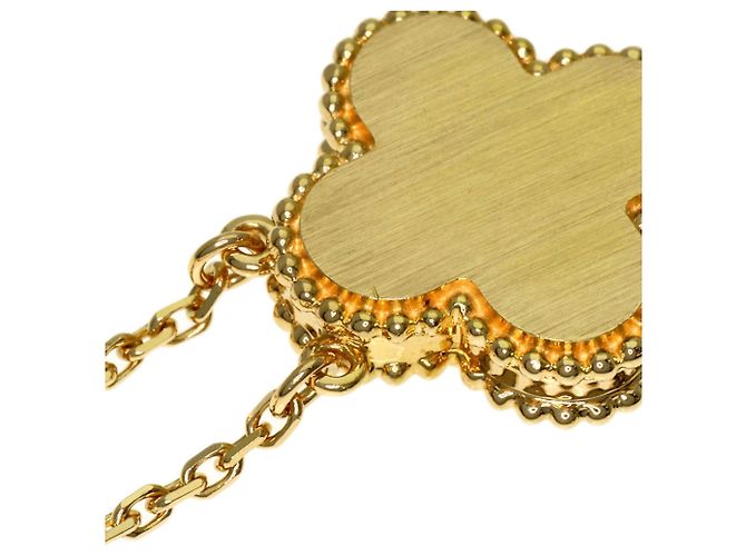 Collana Van Cleef & Arpels Vintage Alhambra in madreperla gialla e diamanti - vista 6