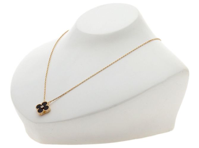 Collier Van Cleef & Arpels Vintage Alhambra Onyx et Diamants - vue 5